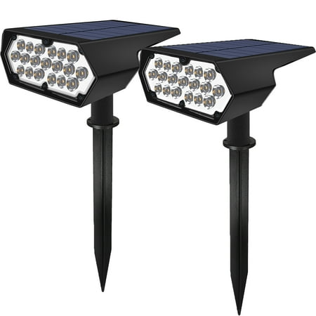 Solar Spot Light Outdoor , 19 Highlight LED Solar Landscape Spotlight, IP65 Waterproof Solar Spot Lights Outdoor for Garden Yard Driveway Walkway and Christmas Decoration (2 Pcak)