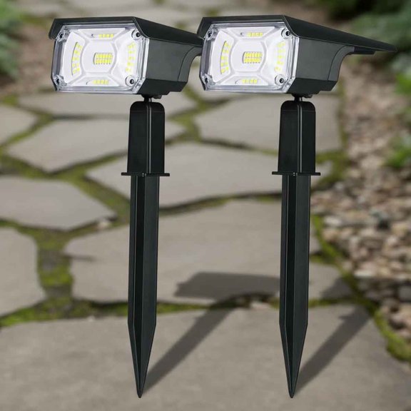 Solar Spot Lights, IP65 Waterproof Landscape Spotlights, USB & Solar Powered Wall Lights Dark Sensing Auto On/Off, Outdoor Solar Garden Lights