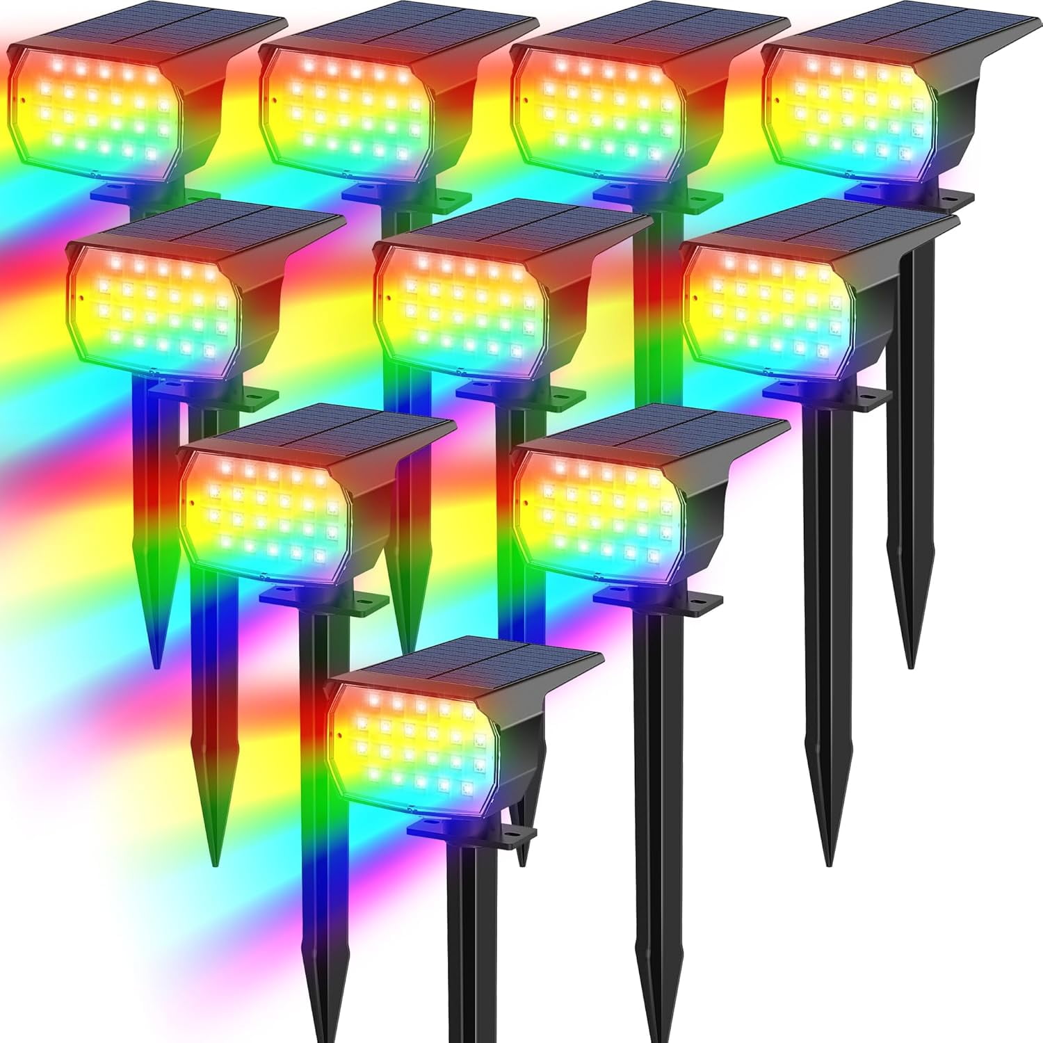 Solar Spot Lights Outdoor 10 Pack, [46 LED/3 Modes] Solar Landscape ...