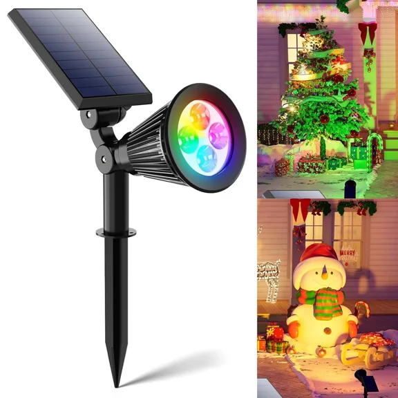 Solar Spot Lights Outdoor, 1000LM Adjustable Solar Lights Outdoor Waterproof, Solar Powered Spotlights Landscape Lighting for Garden, Yard, Pathway, Multicolor