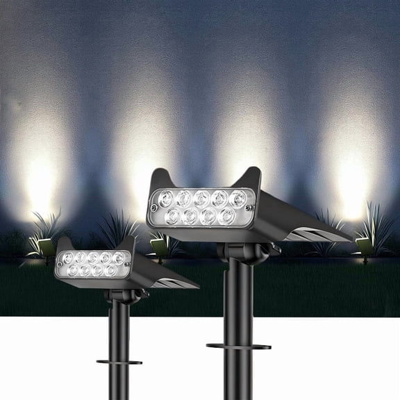 Solar Spot Lights Outdoor, 2 Pack Landscape Spotlights with 150° Adjustable, IP65 Waterproof Solar Dusk to Dawn Outdoor Lighting for Wall Yard Garden Pathway(Cool White)