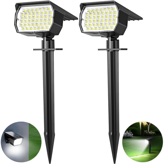 Solar Spot Lights Outdoor 2-in-1 IP65 Waterproof Auto On/Off 3 Modes Adjustable Angle Solar Landscape Spotlights 46 LEDs 6 Pack for Yard Garden Pathway Driveway Landscape Tree
