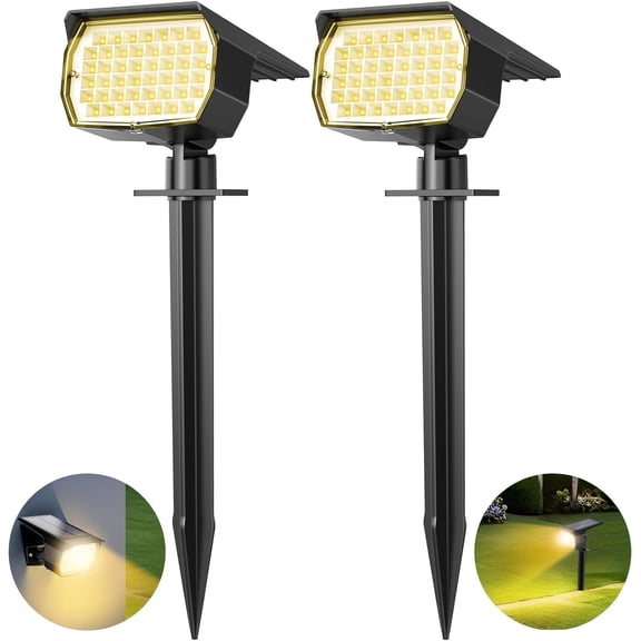 Solar Spot Lights Outdoor 2-in-1 IP65 Waterproof Auto On/Off 3 Modes Adjustable Angle Solar Landscape Spotlights 46 LEDs 6 Pack for Yard Garden Pathway Driveway Landscape Tree