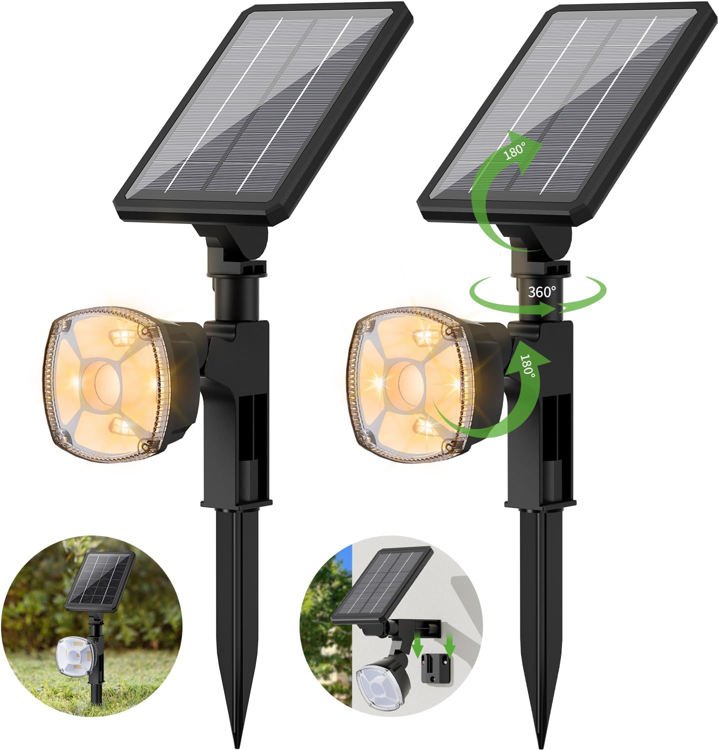 Solar Spot Lights Outdoor, 36 LED 3 Lighting Modes Solar Spotlight ...