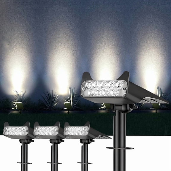 Solar Spot Lights Outdoor, 4 Pack Landscape Spotlights with 150° Adjustable, IP65 Waterproof Solar Dusk to Dawn Outdoor Lighting for Wall Yard Garden Pathway(Cool White)