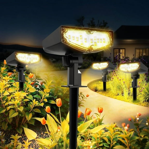 Solar Spot Lights Outdoor,4 Pack,Waterproof Ip67, 3 Lighting Modes Selectable for Yard Garden Pathway ﻿