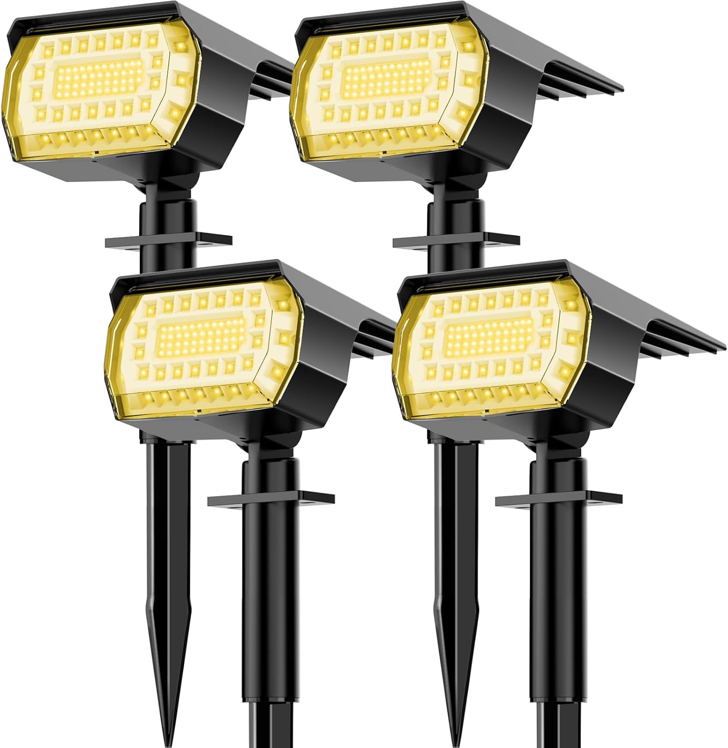 Solar Spot Lights Outdoor, [57 LED/4 Pack] Solar Lights Outdoor IP65 Waterproof, 3 Modes Solar Powered Landscape Spotlights for Garden Yard Outside Patio Pathway Pool(Warm White)
