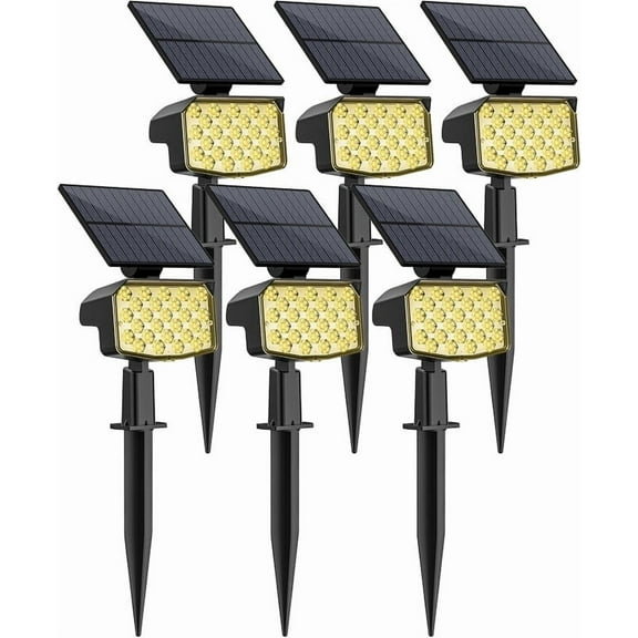 Solar Spot Lights Outdoor, 6 Pack, 3 Modes, Adjustable Landscape Solar Lights, IP65 Waterproof for Walkway, Yard, Garden, Driveway Security-Warm White