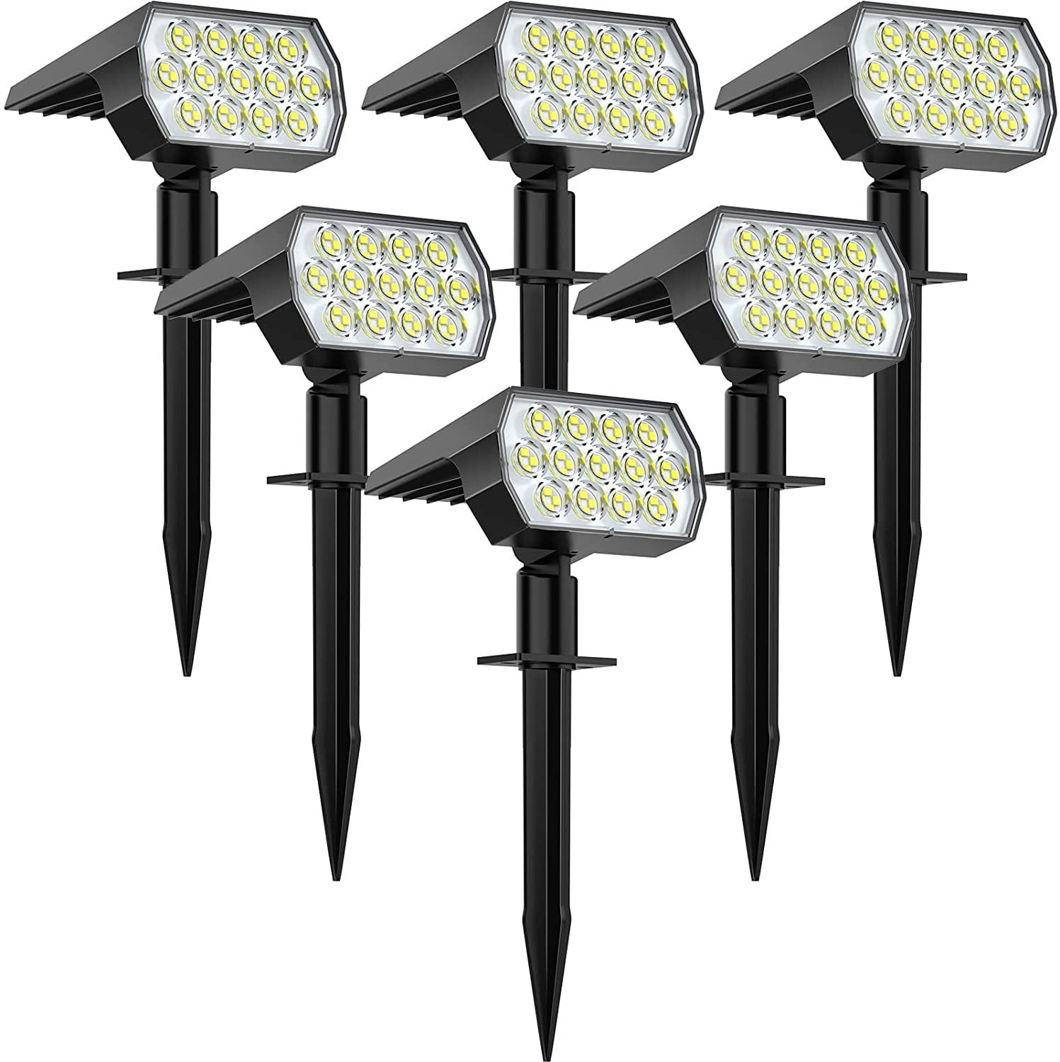 Solar Spot Lights Outdoor, [6 Pack/65 LED/3 Modes] Landscape Spotlights, Powered Christmas Halloween Lights, IP68 Waterproof Wall for Walkway Yard Garden Driveway(Cool White)