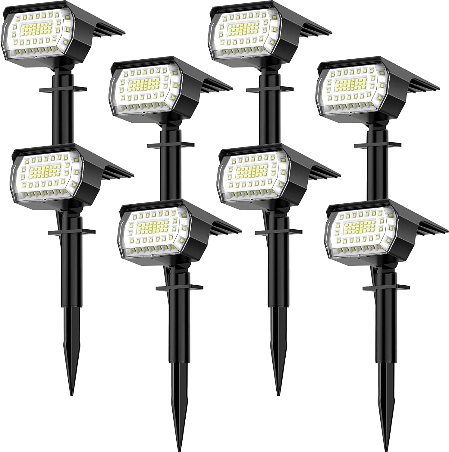 Solar Spot Lights Outdoor, [8 Pack/76 LED] 2-in-1 Solar Landscape Spotlights, 3 Modes IP65 Waterproof Dusk to Dawn Solar Powered Flood Wall Lights for Outside Yard Garden Pathway(Cool White)