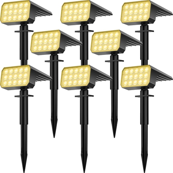 Solar Spot Lights Outdoor 8 Pack, IP67 Waterproof Landscape Spotlights with 75 LEDs, 4 Lighting Modes Garden for Yard Pathway House Driveway (Warm White)