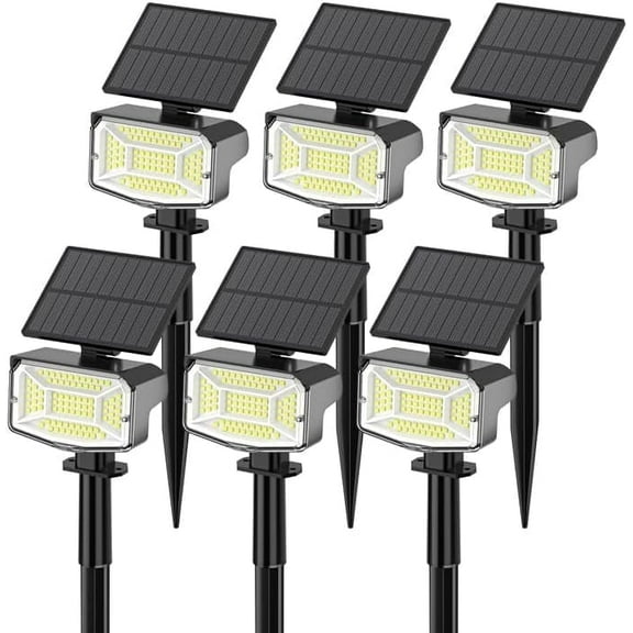 Fratink Solar Lights Outdoor 6 pack, 92 LEDs IP67 Waterproof, 3 Modes Auto On/Off, Landscape Solar Spotlights for Yard Garden (Cool White)