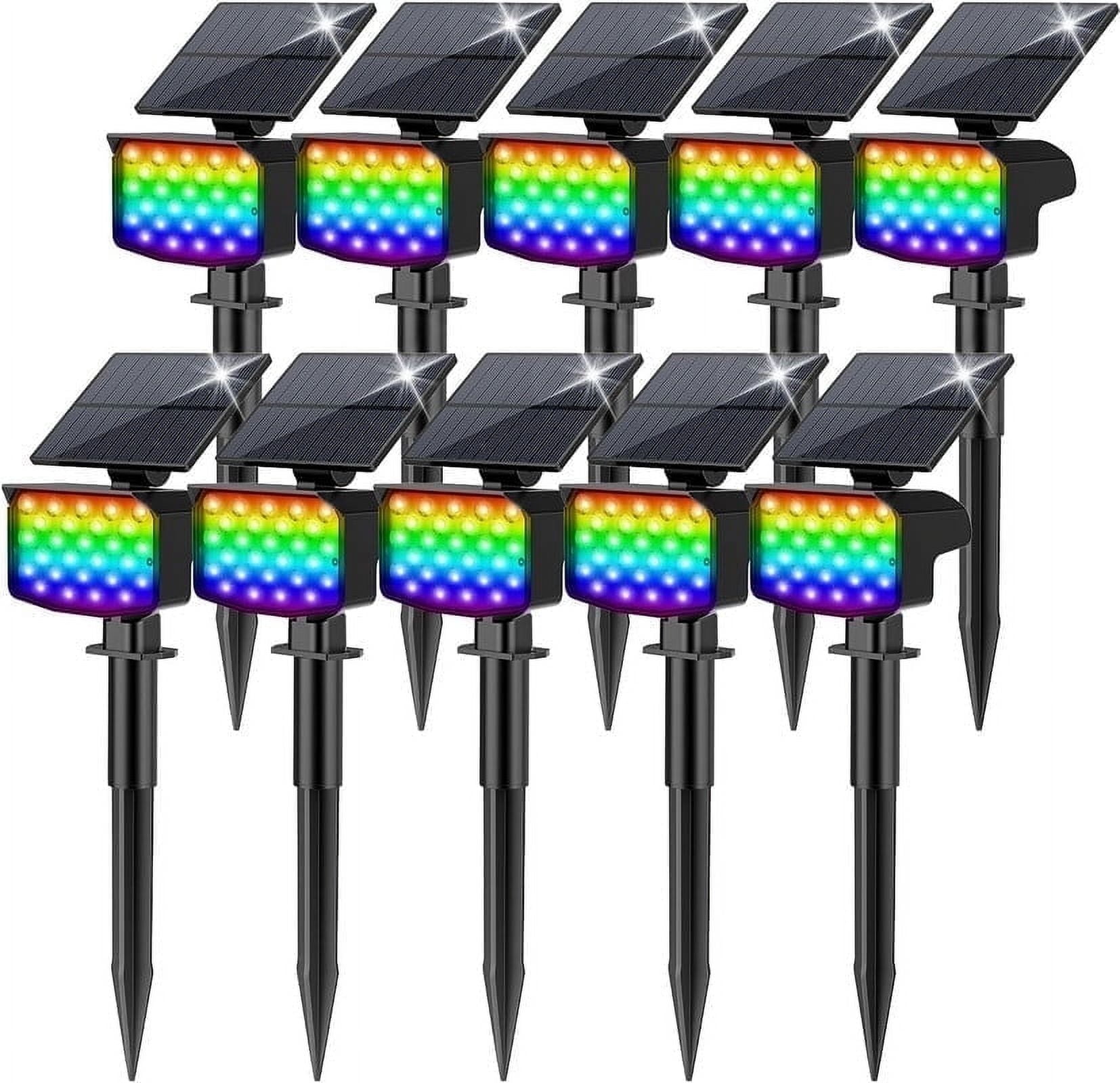 Solar Lights RGB Outdoor, 10 pack 27 LEDs, 9 Modes RGB, Waterproof Adjustable,Christmas Color Changing Landscape Solar Spotlights for Yard, Garden