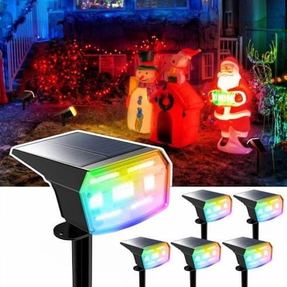 Solar Spot Lights Outdoor Color Changing 59LED Landscape Lighting Solar Powered Uplights Waterproof Dusk to Dawn for Christmas Decorations Garden Yard Outdoor 6 Packs Multicolor