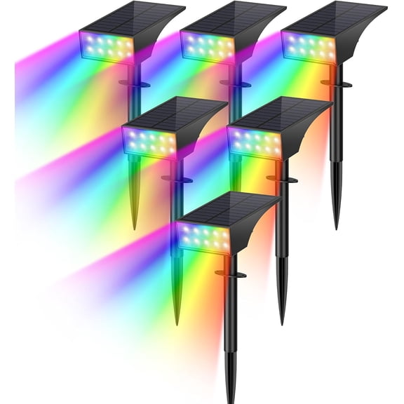 Solar Spot Lights Outdoor Color Changing, [7 Mode/6 Pack] Christmas Landscape Spotlights, Solar Lights Outdoor Waterproof,Led Powered Flood Light for Halloween Pathway Yard Garden Tree Walkway