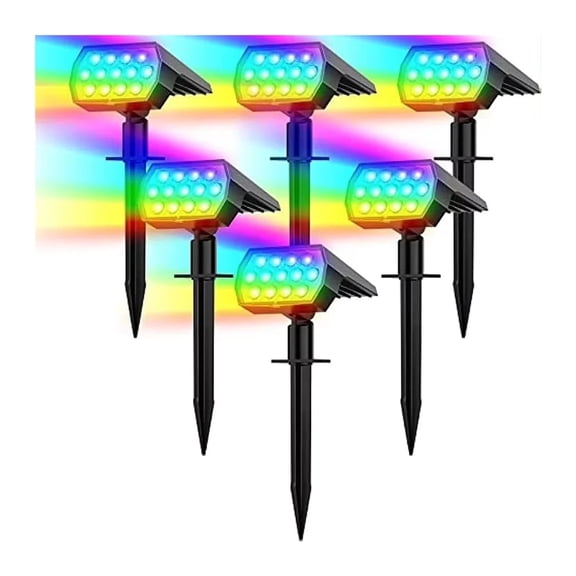 Solar Spot Lights Outdoor Color Changing 7 Modes Christmas IP65 Waterproof Landscape Spotlights Dusk To Dawn For Patio Garden