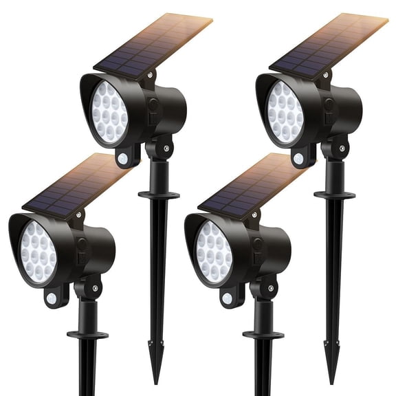 Solar Spot Lights Outdoor Motion Sensor, 3CCT Dimmable Solar Landscape Spotlights, Always On Flag Pole Light, IP65 Waterproof Landscape Lighting for Outside Yard Pathway Garden, 4 Pack