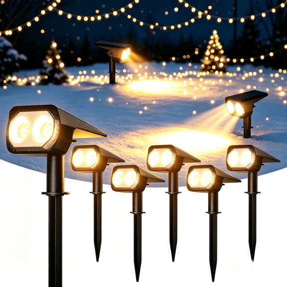 Aship Solar Outdoor Lights,6 Pack Solar Landscape Spotlights,26 LED Beads Solar Garden Lights,6 Lighting Modes,3 Color Temperatures,IP65 Waterproof Dusk to Dawn Lights for Yard,Walkway,Driveway