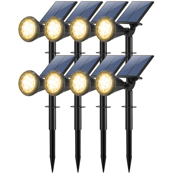 Solar Spot Lights Outdoor Waterproof 180 Adjustable Solar Powered Landscape Lights for Yard, Garden, Pathway, Porch, Pool, Wall, 4 Lighting Modes, Warm White