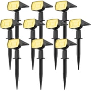 Solar Spot Lights Outdoor Waterproof, 72 LEDs Landscape Spotlights with 3 Lighting Modes, 2-In-1 Dusk to Dawn Solar Flood Wall Lights for Garden/Yard/Tree/Pathway/Outside Warm White -10 Pack