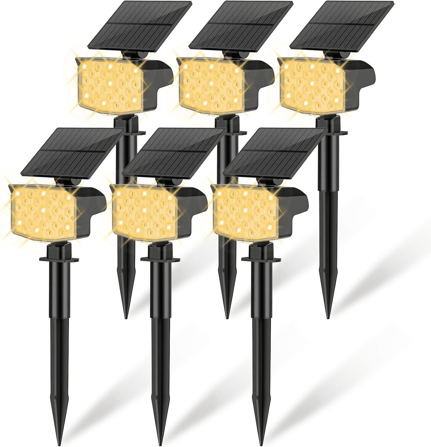 Solar Lights Outdoor, 6 pack, 3 Lighting Modes, Waterproof Adjustable Landscape Solar Spotlights for Yard, Pathway, Garden, Wall, Pool - Warm White