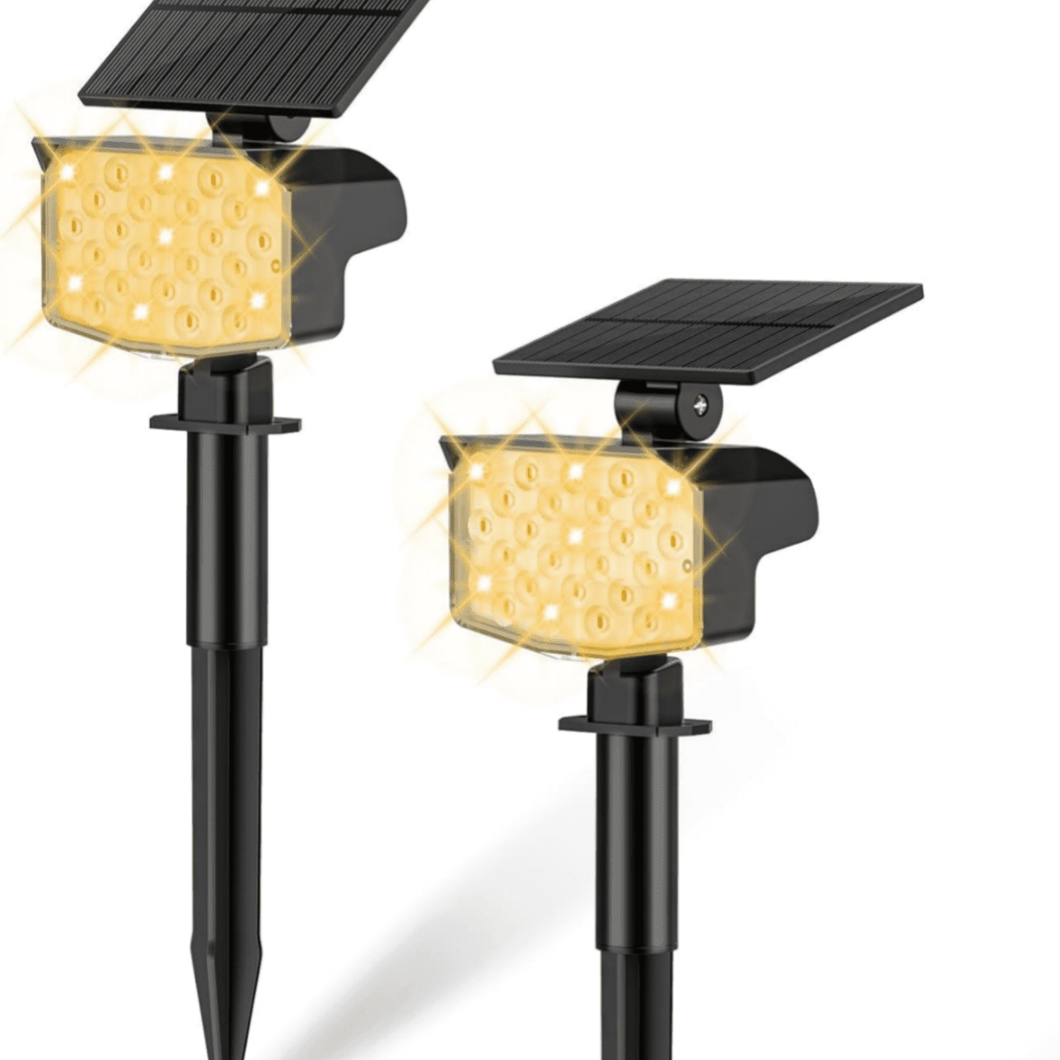 Solar Lights Outdoor, 2 pack, 3 Lighting Modes, Waterproof Adjustable Landscape Solar Spotlights for Yard, Pathway, Garden, Wall, Pool - Warm White