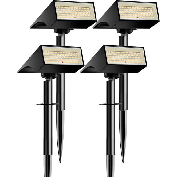 Solar Spot Lights Outdoor Waterproof  IP65, 100 LEDs 4 Lighting Modes, High Efficiency Monocrystalline Silicon, Auto On/Off Solar Landscape Spotlights for Garden Yard Pathway, Warm White