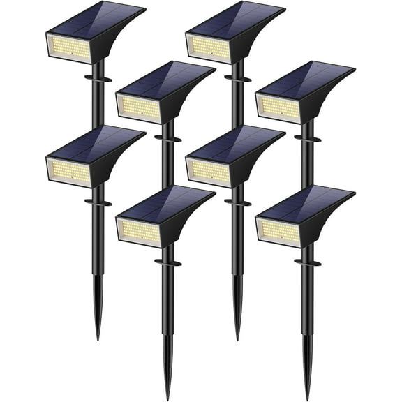 Solar Spot Lights Outdoor Waterproof  IP65, 100 LEDs 4 Lighting Modes, High Efficiency Monocrystalline Silicon, Auto On/Off Solar Landscape Spotlights for Garden Yard Pathway, Warm White