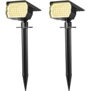 Solar Lights Outdoor, 2 pack 46 LEDs, 3 Modes Auto On/Off, IP65 Waterproof Solar SpotLights for Pathway, Yard, Garden, Walkway - Warm White