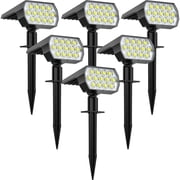 Fratink Solar Lights Outdoor 6 pack, 65 LED IP65 Waterproof, 3 Modes 2-in-1 Landscape Solar Spotlight for Patio Pathway Yard Cool White