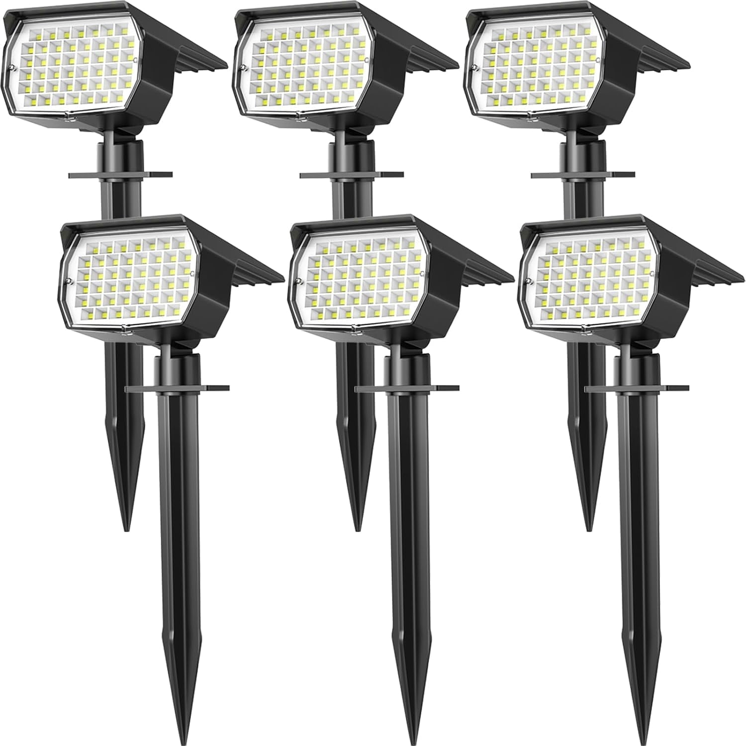 Solar Lights Outdoor, 6 pack 46 LEDs, 3 Modes Auto On/Off, IP65 Waterproof Solar SpotLights for Pathway, Yard, Garden, Walkway - Cool White