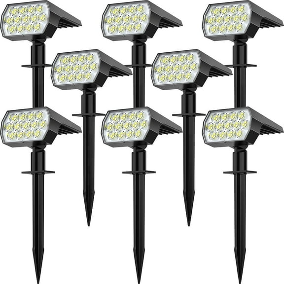 Fratink Solar Lights Outdoor 8 pack, 65 LED IP65 Waterproof, 3 Modes 2-in-1 Landscape Solar Spotlight for Patio Pathway Yard (Cool White)