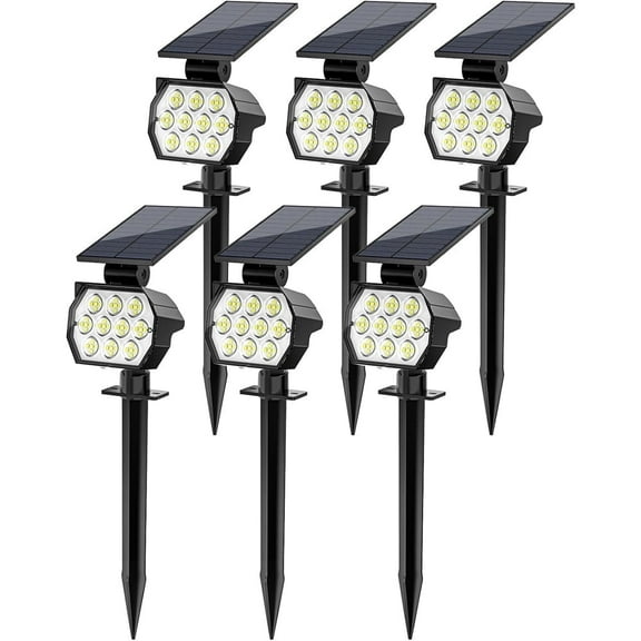 Flaow Solar Lights Outdoor, 6 pack,IP67 Waterproof 50 LED Adjustable, Landscape Solar Spotlights,3 Modes for Yard Lawn Pathway Tree (Cool White)