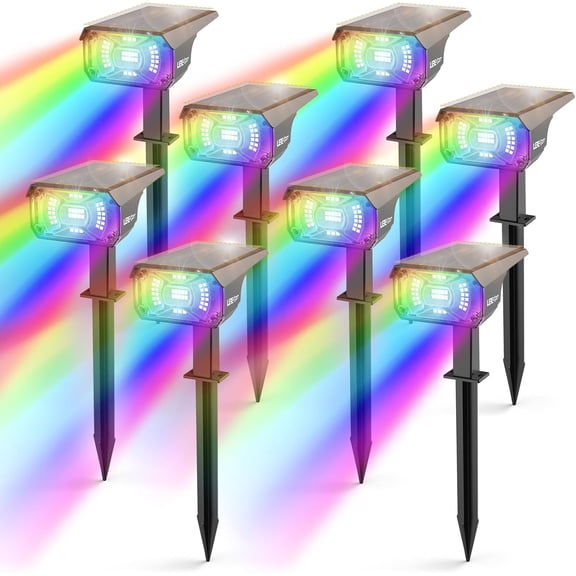 Solar Spotlights Outdoor, 40 s Color Changing Landscape Lights with 9 Light Modes, Colored Solar Spot Lights /Off, for Pathway Garden Pool Patio Yard