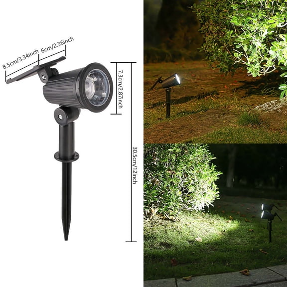 Solar Spotlights Outdoor Light Control Ground Inserted Lights for Garden Courtyard Tree Pathway Decor - ABS Plastic IP65 Waterproof Landscape Lighting with Adjustable Solar Panel