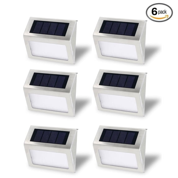 Solar Stair Light, EpicGadget Waterproof Outdoor LED Step Lighting 3 LED Solar Powered Step Lights Stainless Steel Outdoor Lighting for Steps Paths Patio Stairs (6 Pack)