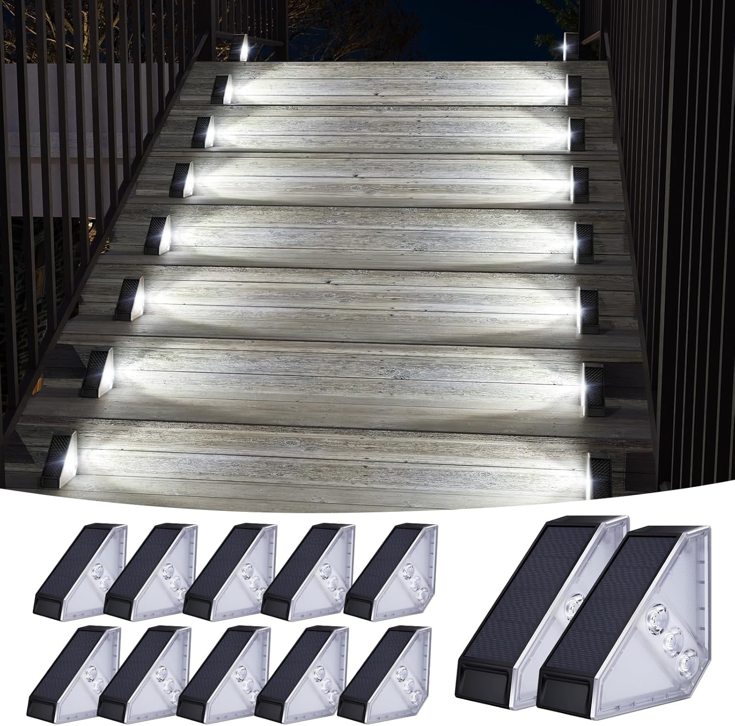 Solar Stair Lights 12 Pack, Solar Step Lights Outdoor Waterproof IP65