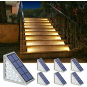 Solar Stair Lights 6 Pack, Solar Step Lights Outdoor Waterproof IP67, Outdoor Step Lights, Solar Outdoor Lights Decor for Garden Stair, Deck, Front Step, Front Porch and Patio (Warm White)