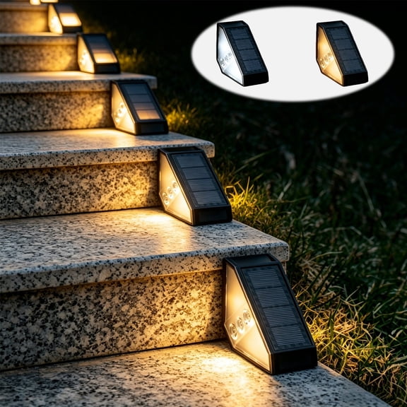 Solar Stair Step Lights Outdoor, Solar Powered Rainproof Deck and Walkway Lights with 2 Color Options for Patio, Garden, Yard and Driveway Safety