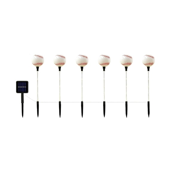 Solar Stake Lights, Led Night Light Baseball Lamp Outdoor Theme with 8 Different Light Modes, for Garden, Yard, Pathway, Festive Party Decor White