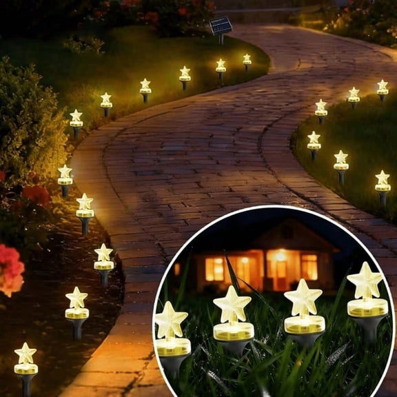Solar Star Garden Lights – 10/20 LEDs, 3 Color Modes (White/Warm/Multicolor), 8 Lighting Patterns, IP44 Waterproof, No Wiring Needed – Solar-Powered Outdoor Decor for Yard, Pathway & Patio