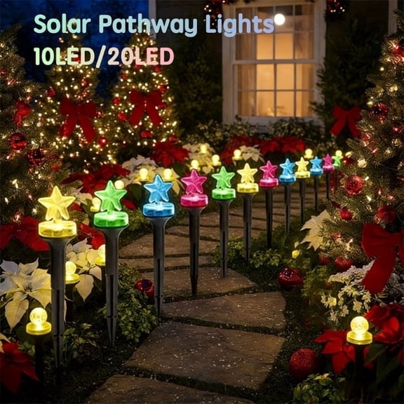 Solar Star Garden Lights – 10/20 LEDs, 3 Color Modes (White/Warm/Multicolor), 8 Lighting Patterns, IP44 Waterproof, No Wiring Needed – Solar-Powered Outdoor Decor for Yard, Pathway & Patio