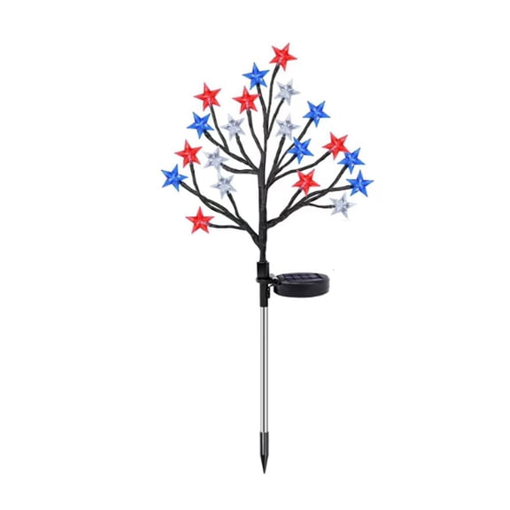 Solar Star Pathway Lights with 3-Color Five-Pointed Star, Robust 27-Inch Flexible Branch LED Landscape Stakes, Sturdy Resilient Waterproof Yard Decoration, 1PC