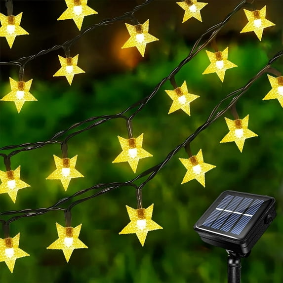 Solar Star Twinkle String Lights,8 Modes Solar Powered Fairy Light Waterproof Lights for Indoor Outdoor Wedding Christmas Party Decoration(Warm White-16.4ft-20led)