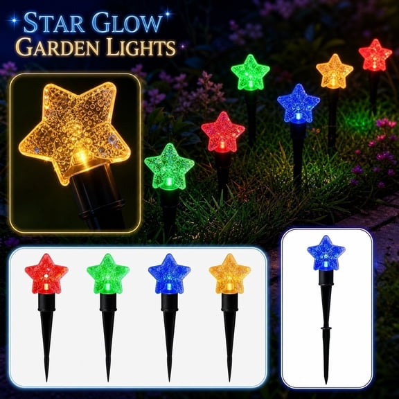 Solar Stars Lights for Outside, 10 LED Stars s, Unique Stars Garden Decor Gifts, Cute Stars Solar Lights Outdoor Garden for Path,Landscape,Yard,Patio,Lawn Decor,Multicolor_1
