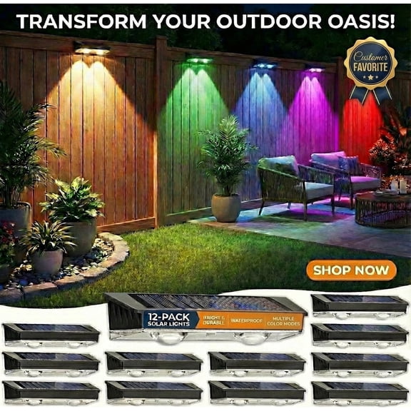 Blans Solar Step Lights Contemporary LED IP65 Waterproof Adjustable Color Temperature Dusk to Dawn 12-Pack