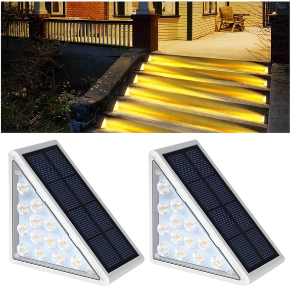 Solar Step Lights 3 Pack, Outdoor Stair Lights Waterproof Warm White for Steps, Stairs, Deck, Patio, Yard, Porch, Garden, Sidewalk, Front Door