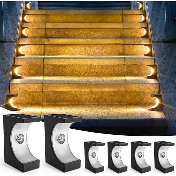 Solar Step Lights 6 Pack, Outdoor Waterproof LED Deck Lights for Stairs, Porch & Patio Decor