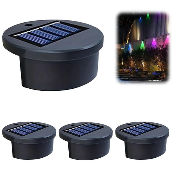 Solar Step Lights Outdoor 4 Pack, IP65 Waterproof Solar Fence Lights with Auto On/Off, 2 Modes Warm White & Multi-Color Changing LED Deck Lights for Patio Garden Stairs Pathway Wall