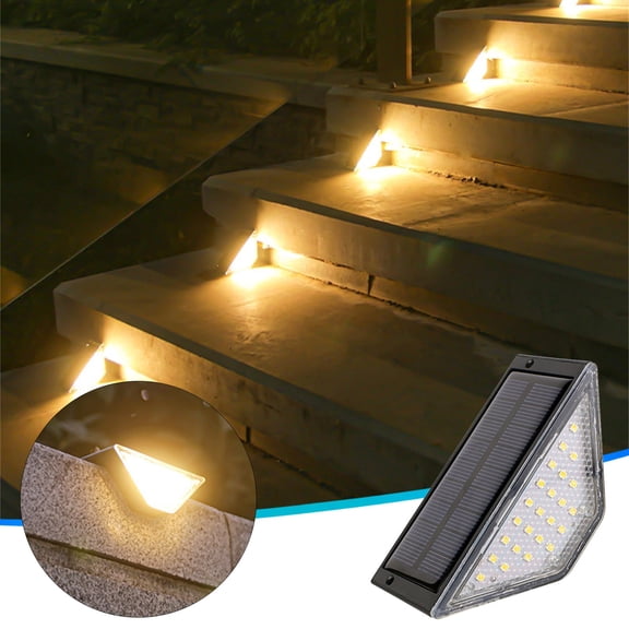 Solar Step Lights for Outdoor Stairs, Waterproof Powered Stair with Battery, Warm White LED Light Patio Garden Walkway Yard Pathway Decor